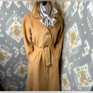 **VINTAGE** LAUREN Ralph Lauren Tan Camel Hair Trench Coat - Size 8p